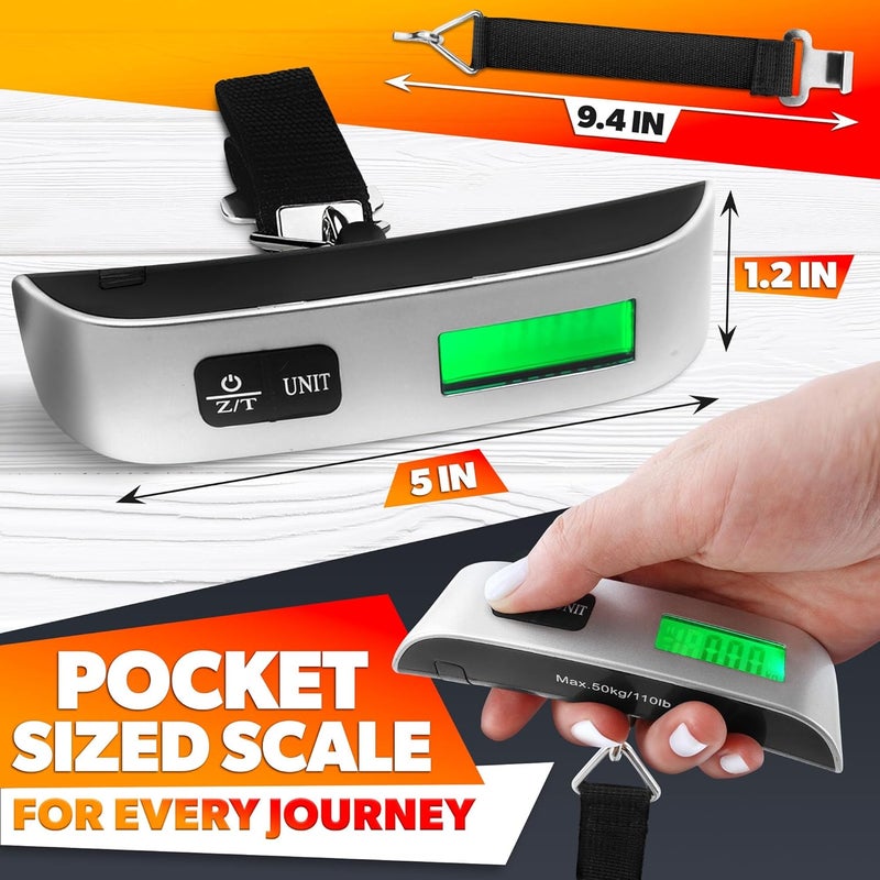 V TOWER Luggage Weight Scale for Packages - Hanging Scales for Weighing Packages Portable Luggage Scale Travel Essentials 110lb/50kg - Small Suitcase Scale for Travel Accessories for Women & Men - Image 2